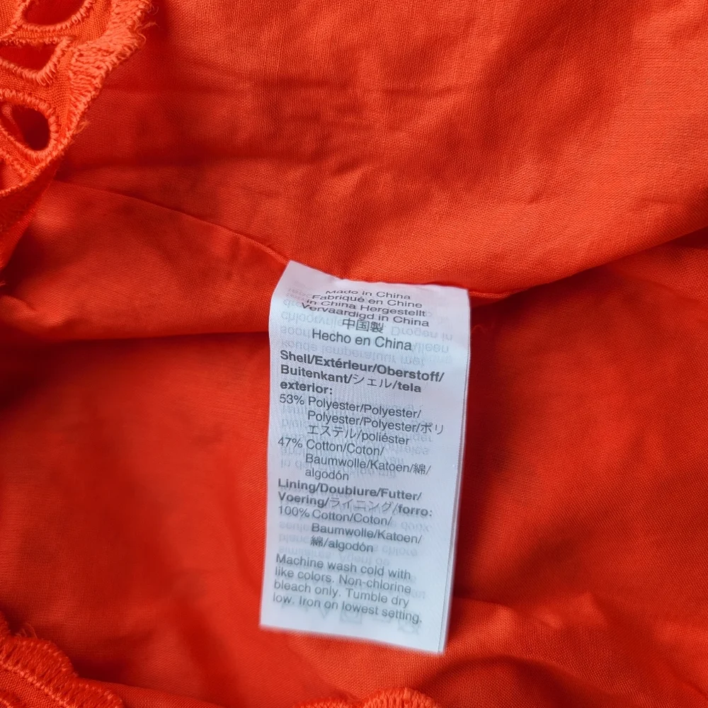 New! J. Crew sz 4 Eyelet Dress Bell-sleeves Orange-Red NWT